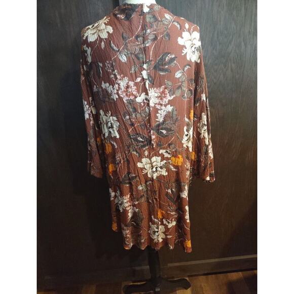 Miss Me floral kimono Medium Bohemian Boho Viscose Bell Sleeve Hippie Fall Brown - Picture 6 of 8